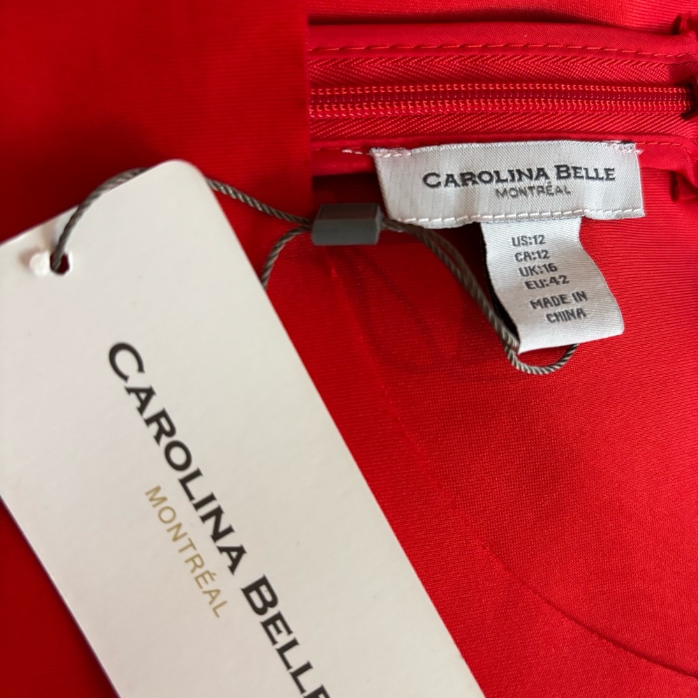 NWT Carolina Belle Montreal Vibrant Red Scallop Trim Shift Dress 12 - Picture 6 of 7